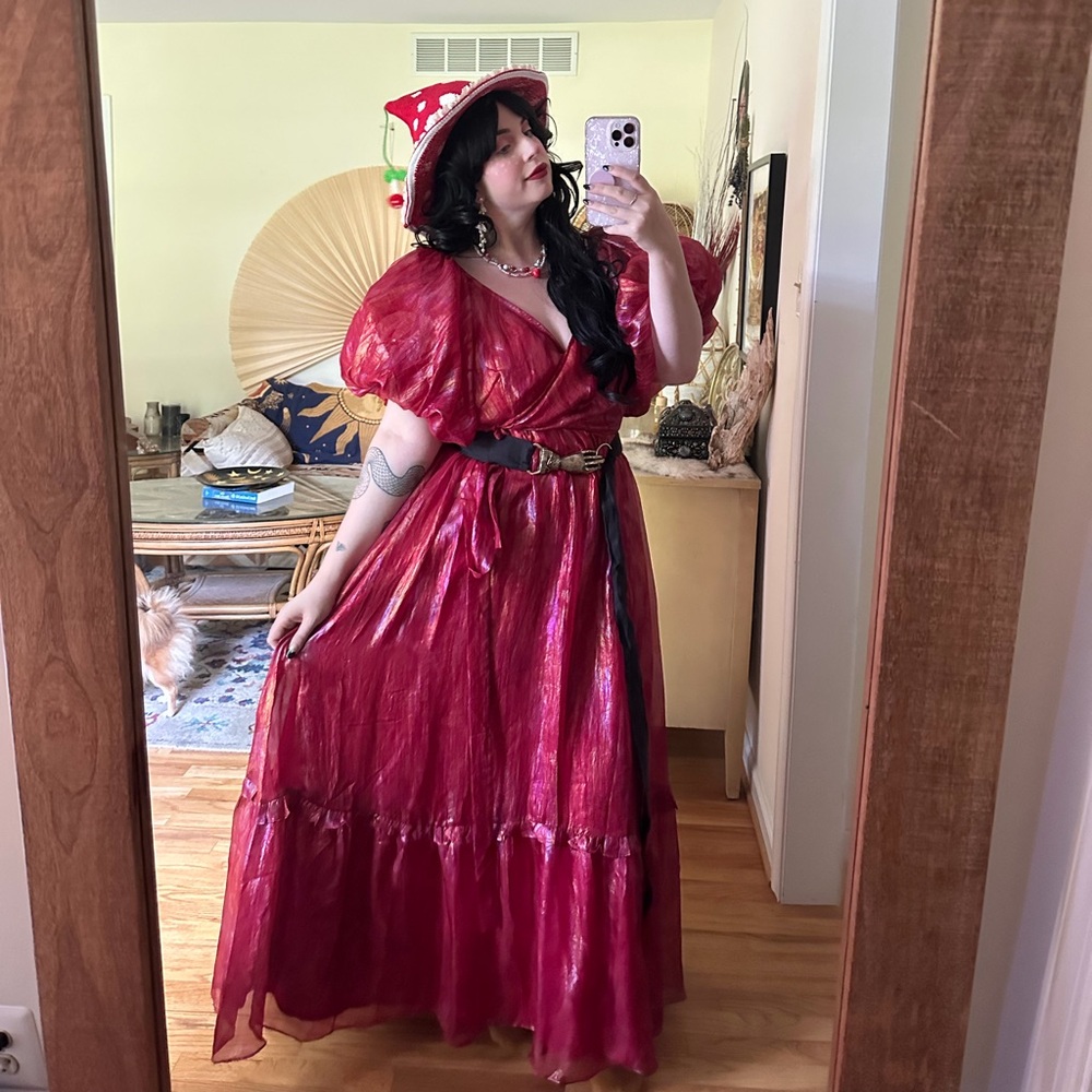 Jessa Kae red puff sleeve dress